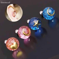 guemcal 2pcs explosive creative crystal ball love starfish ear bone piercing jewelry