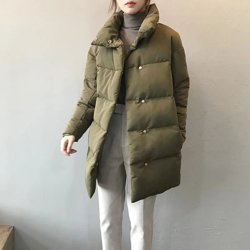 

2021 Women Thick Winter Coat Stand Collar Women Jacket Coat Women Oversize Loose Coat Outerwear Female Parkas