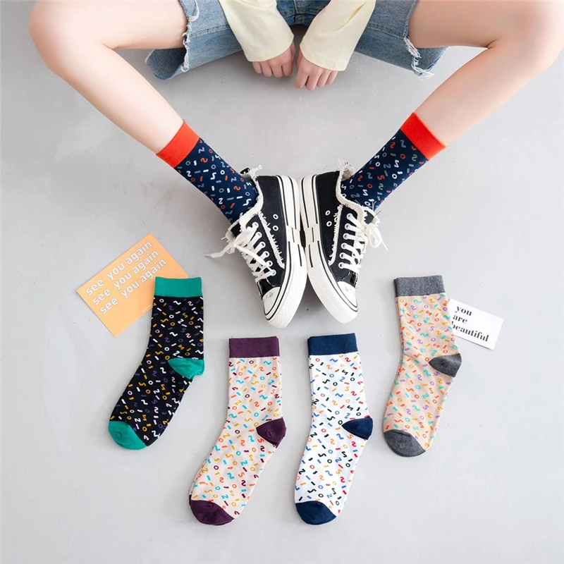

Ladies Fashion Colorful Print Socks Women With Mushroom Spring Women Socks Cotton Calcetines Mujer