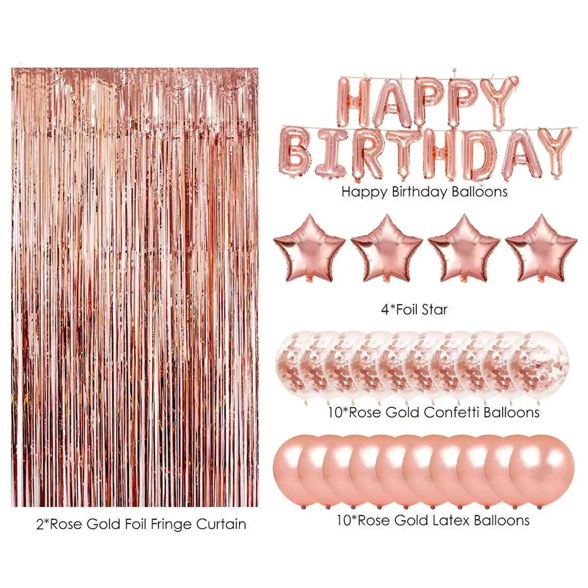 

39Pcs Happy Birthday Decoration Balloons Rose Gold Letter Foil Ballons Kids Adult Birthday Party Decorations Anniversary