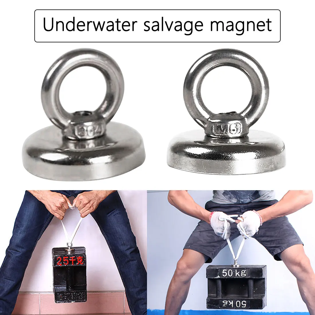 

1pc Super Strong Neodymium Magnet Salvage Magnet Searcher Deep Sea Fishing Magnets Holder Pulling Mounting Pot with Ring Eyebolt