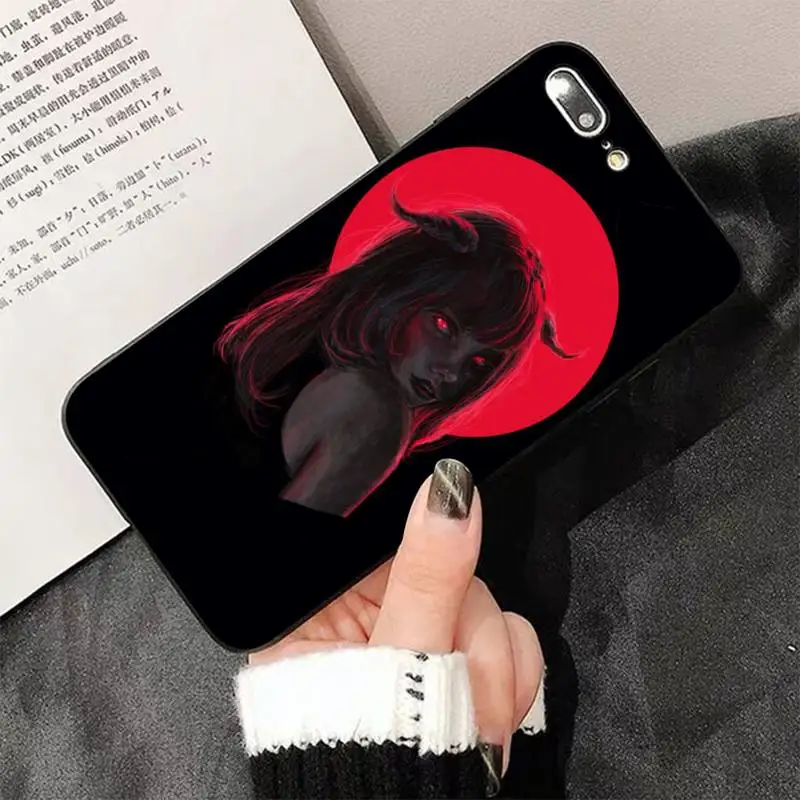 Aesthetic Devil Woman Bad girl Painted Phone Case for iphone 13 8 7 6 6S Plus X 5S SE 2020 XR 11 12 pro XS MAX