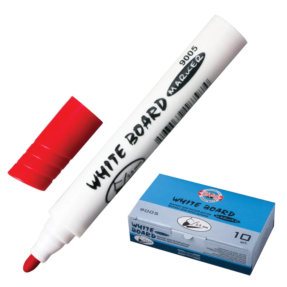 Маркер для доски KOH I NOOR КРАСНЫЙ круглый наконечник 2 5 мм 7790050801KSRU|Цветные маркеры| |