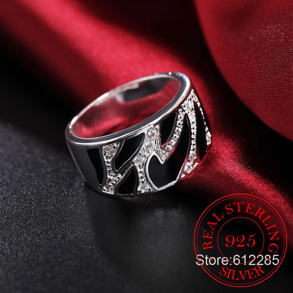 Женское и мужское кольцо из серебра 925 пробы с фианитом | Украшения аксессуары