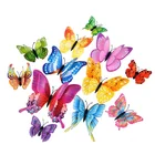 Искусственная двухслойная цветная бабочка из ПВХ 12 шт.партия, украшение для интерьера дома, имитация бабочки