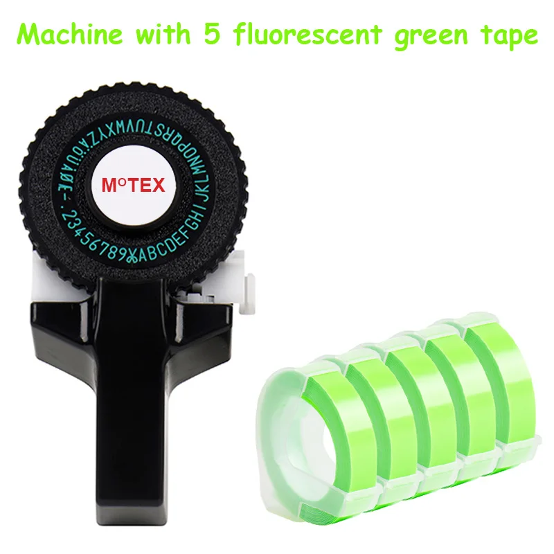 Черный цвет MoTex E101 принтер мини DIY Ручная Совместимость для dymo 3D тиснение ручная лента ручная машинка надпись машина - Цвет: machine add 5 tape