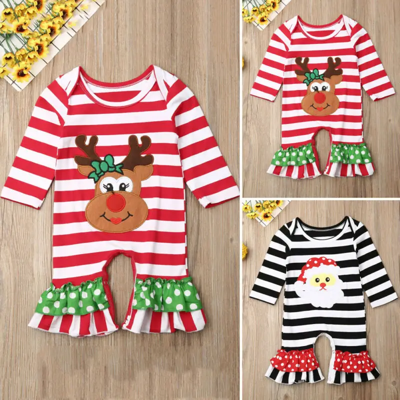 Рождественский комбинезон для новорожденных девочек с Санта Клаусом/оленем