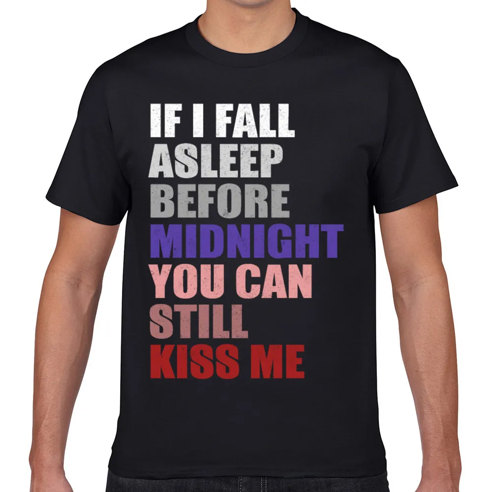 

Футболка мужская с надписью if i fall Sleep before midnight, базовая черная короткая рубашка, размеры XXXL