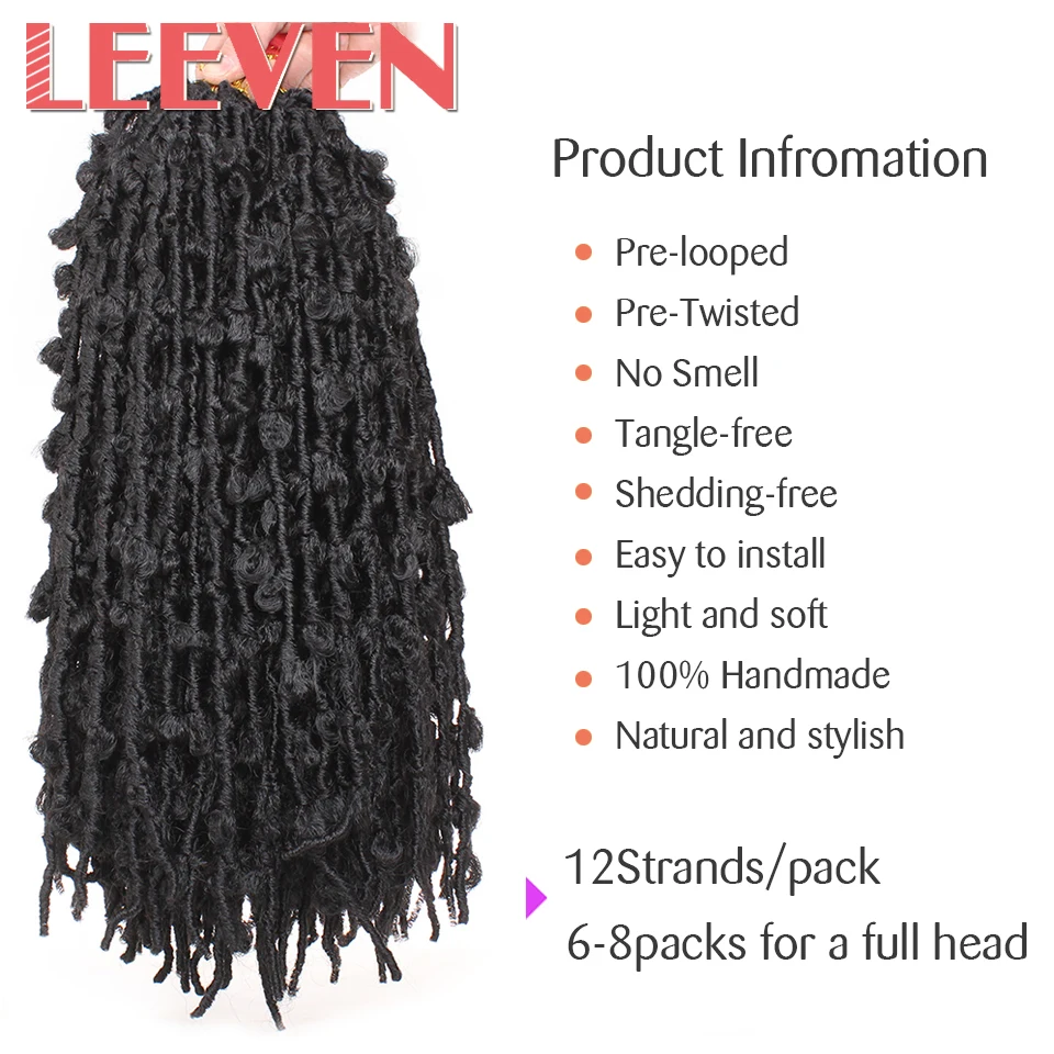 Leeven 12 '✘'' 24 ''бабочка Locs вязание крючком бабочка Боб Faux Curly на крючках