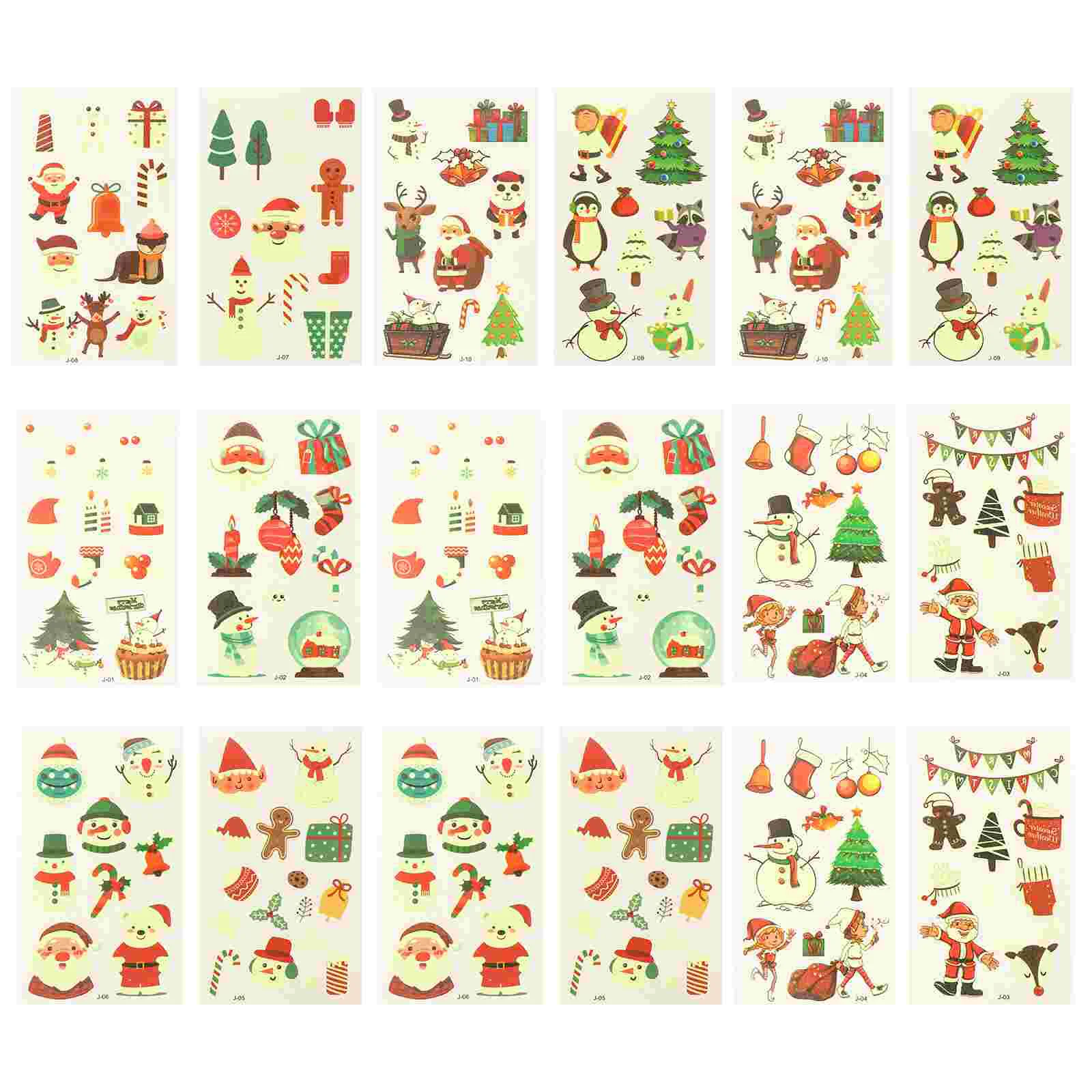 

20 Sheets Christmas Tattoos Decal Luminous Temp Sticker for Kids