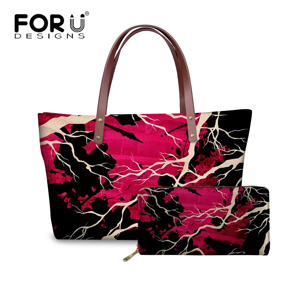 

FORUDESIGNS Women's Large-capacity Handbag 2Pcs Set Fashion Ladies Shoulder Bag Dry Branch Pattern Tote Bag Top-Handle Bag