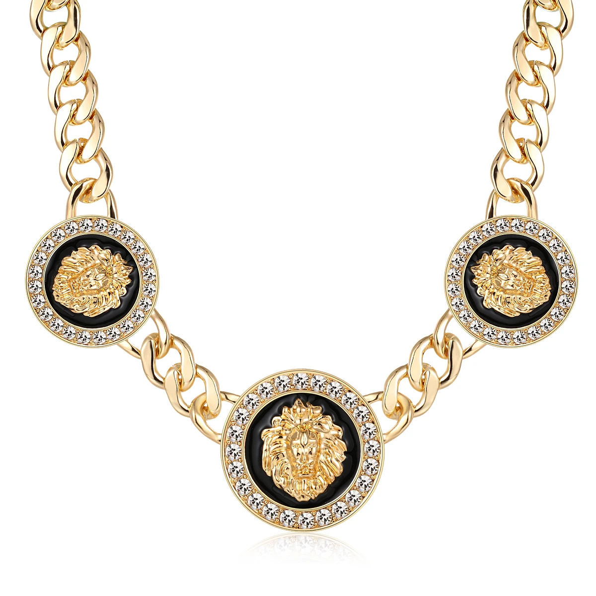 Ожерелье-чокер в стиле хип-хоп с головой льва золотого цвета массивная цепочка из