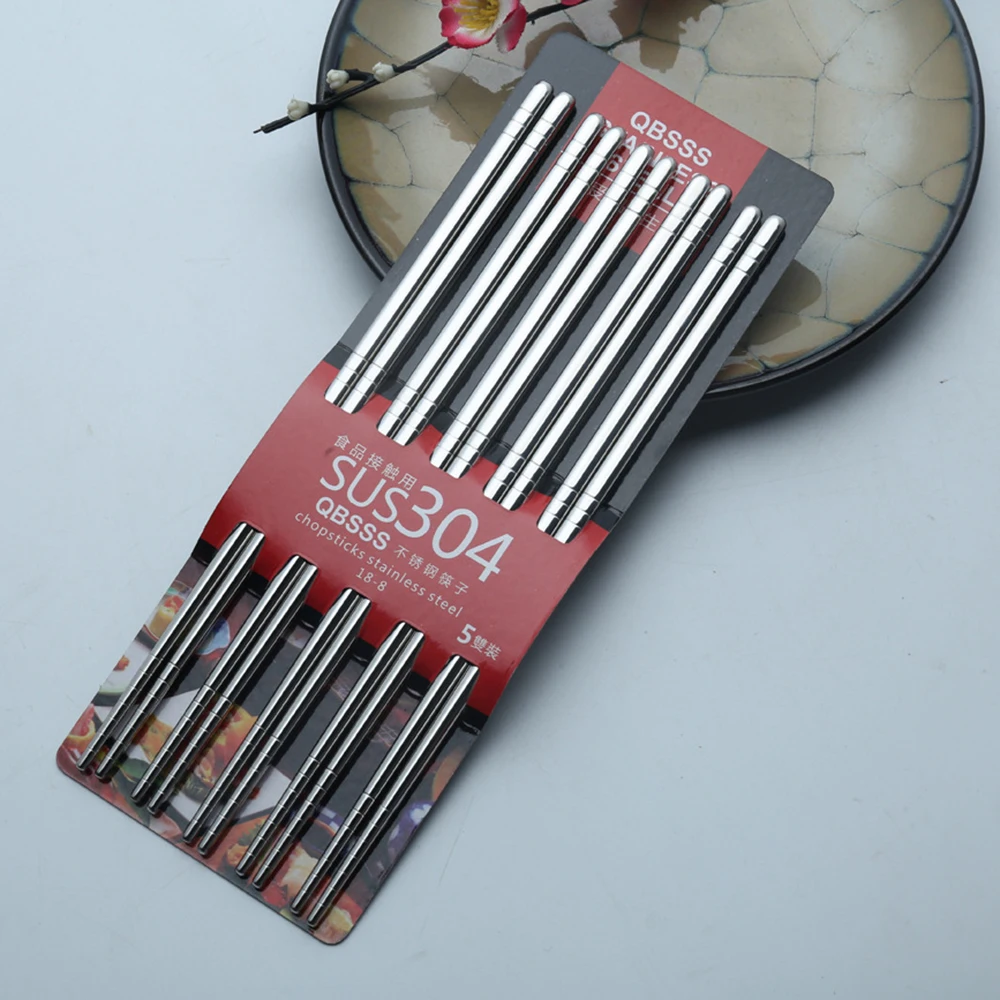 5 пар/упаковка пищевой топ 304 набор посуды из нержавеющей стали противоскользящие