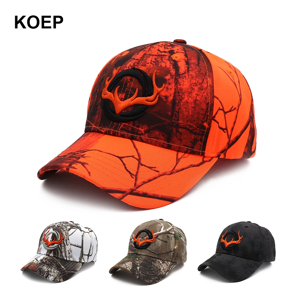 KOEP New Camo Baseball Cap Fishing Caps Men Outdoor Hunting Camouflage Jungle Hat 3D Deer Head Hiking Casquette Hats