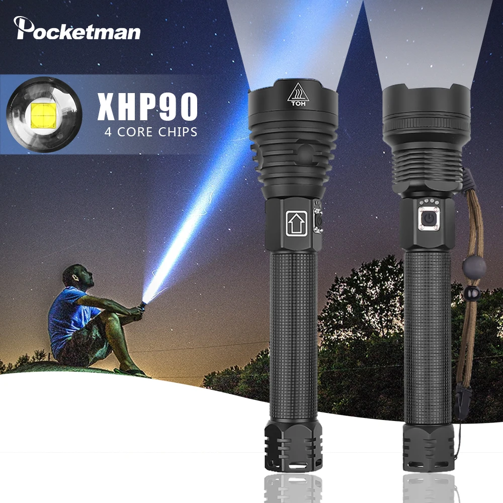 Самый мощный светодиодный фонарик XHP90 XLamp масштабируемый XHP70.2 USB зарядка