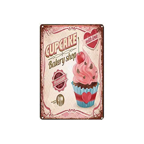 

Metal Sign Cupcake Bakery Shop Retro Garage Yard Home Cafe Bar Club Hotel Wall Decoration Stickers Signs