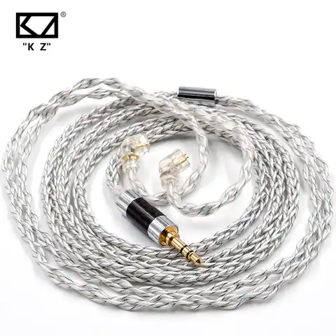 KZ 8-жильный серебристо-синий гибридный 784 жильный обновленный кабель с покрытием провод для наушников для ZSN Pro X ZSX DQ6 ZAX ASX ASF AST AS16