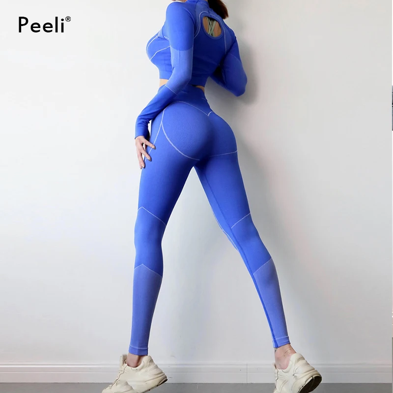 Бесшовный комплект из 2 предметов женский спортивный костюм для йоги