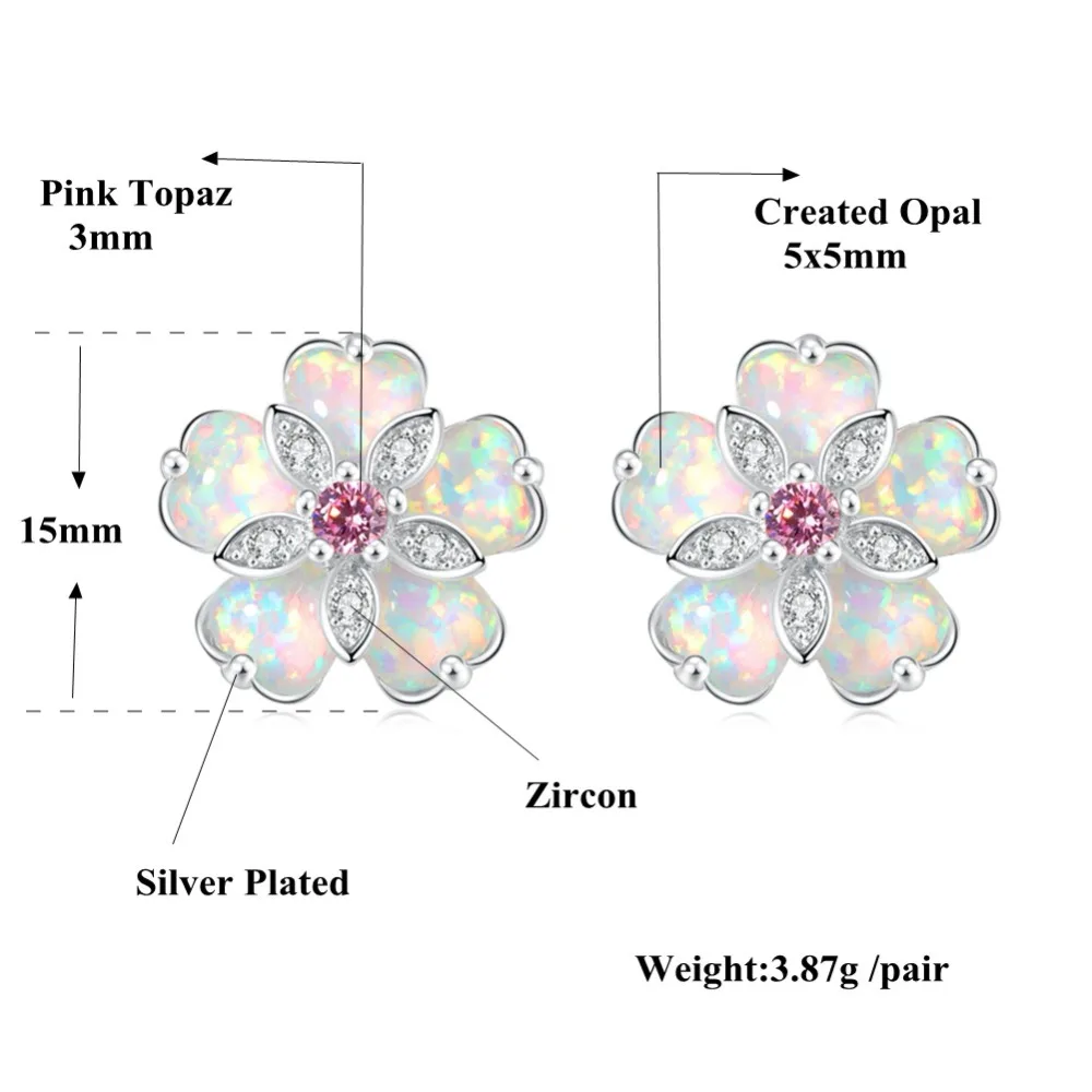 Женские серьги гвоздики с розовым топазом и фианитом вечерние из стерлингового