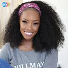 Парик из кудрявых натуральных волос, парики с повязкой на голову, бразильские, афро, кудрявые, парики без шнуровки спереди, 100% натуральные волосы