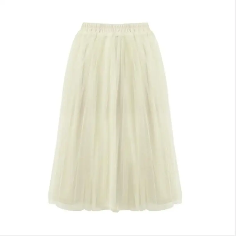 Women Girl Skirt High Waist Mesh Female Autumn and Winter Elegant Fairy Big Swing Pleated Fashion Solid Color A skirt CL81 | Женские юбки