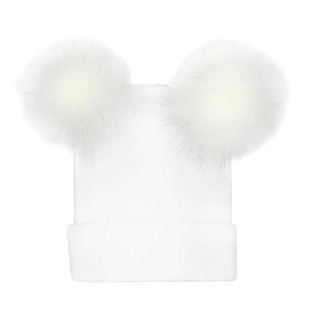 

New Girls Winter Thermal Knitted Hat Beanie Double Hairball Warm Cap for Women XD88