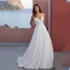 Пляжные Простые Свадебные платья 2021 на бретельках с коротким шлейфом без рукавов с открытой спиной Свадебные платья из шифона для всей страны