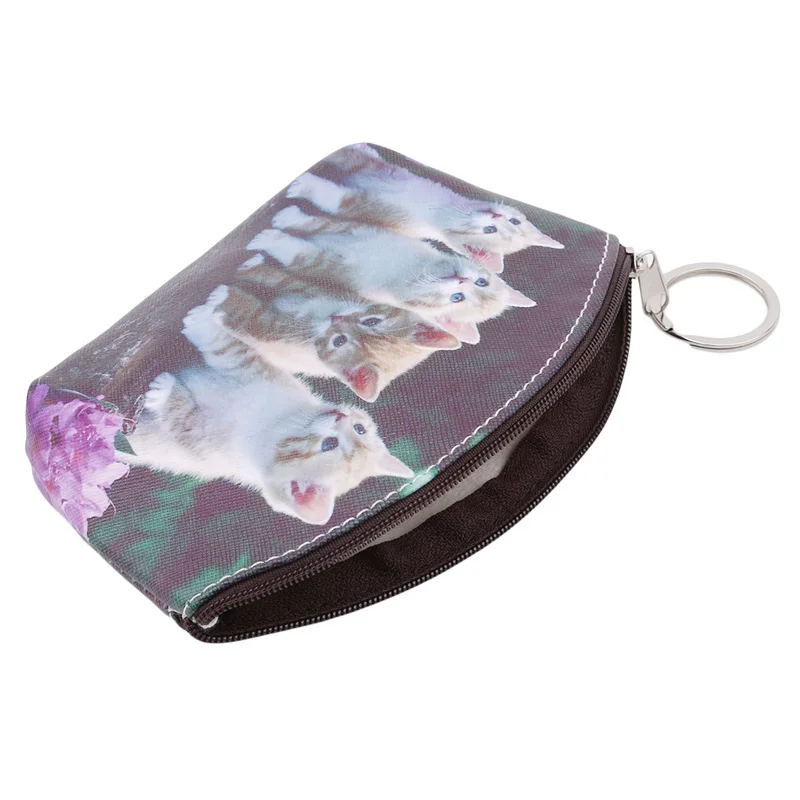 Новинка мужской кошелек кожзам кошка портмоне печати брелок для ключей коробка