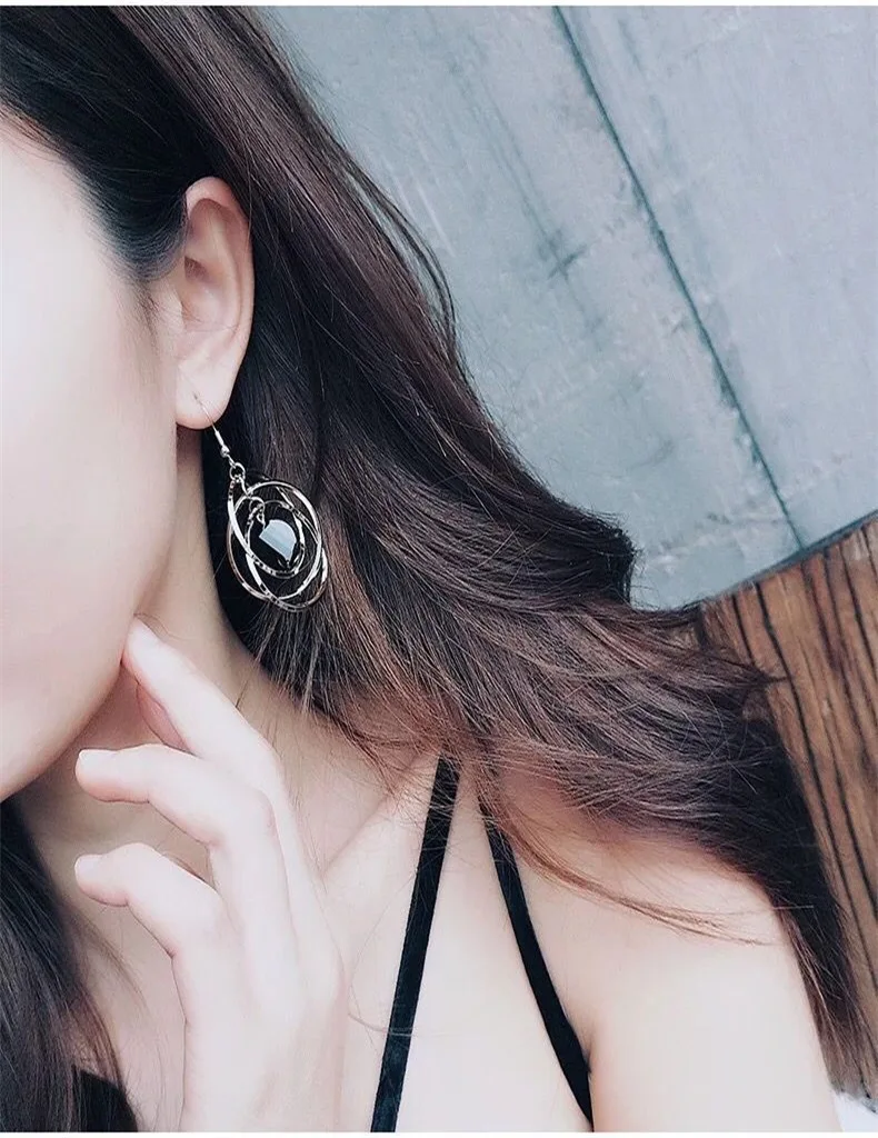 Модные женские круглые серьги с геометрическим узором высокое качество