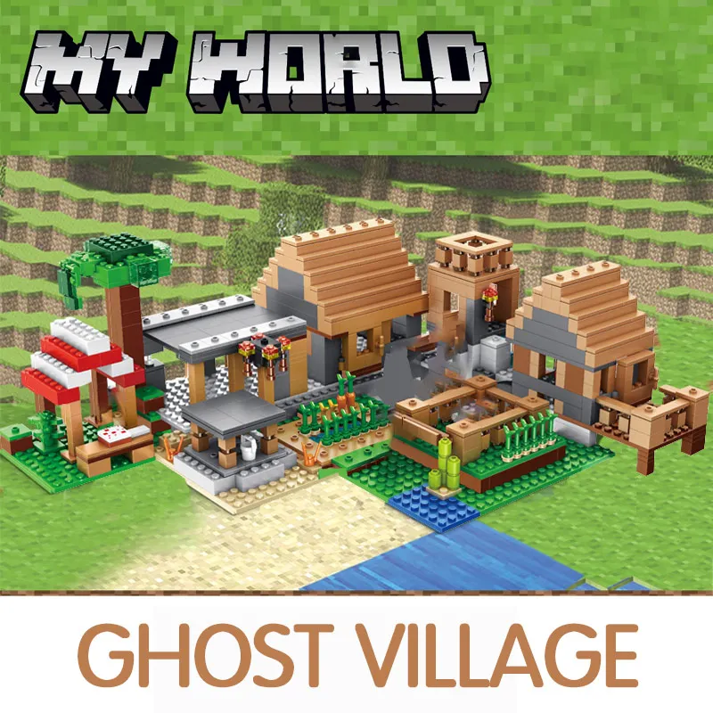

My World The Farm Cottage Building Blocks Technic Compatible Minecrafted Village House Figures Brick Toys for Children