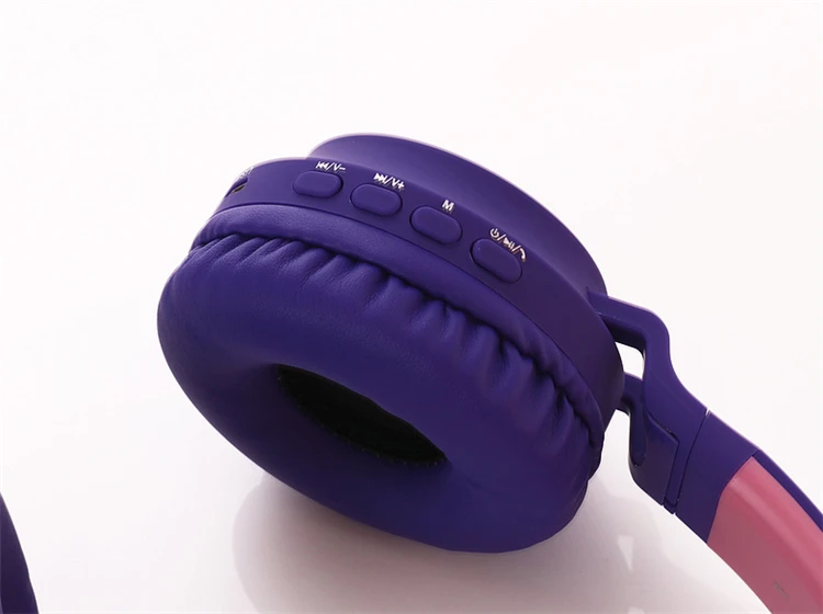 Милые наушники Kawai с кошачьими ушками, Bluetooth 5,0, беспроводные наушники для девочек, мигающие светящиеся стереогарнитура с микрофоном, поддержка TF карты