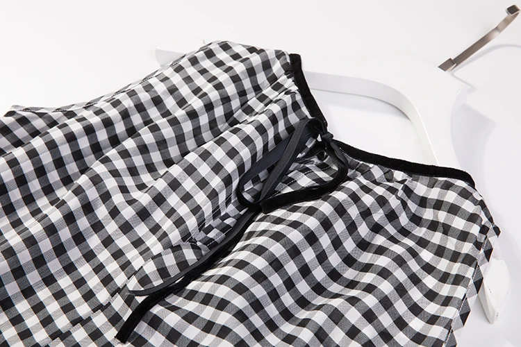 Женское длинное платье из 100% чистого шелка без рукавов с карманами в клетку один