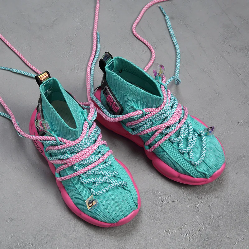 Размеры 21-31 вязаные кроссовки для маленьких мальчиков и девочек детские школьные