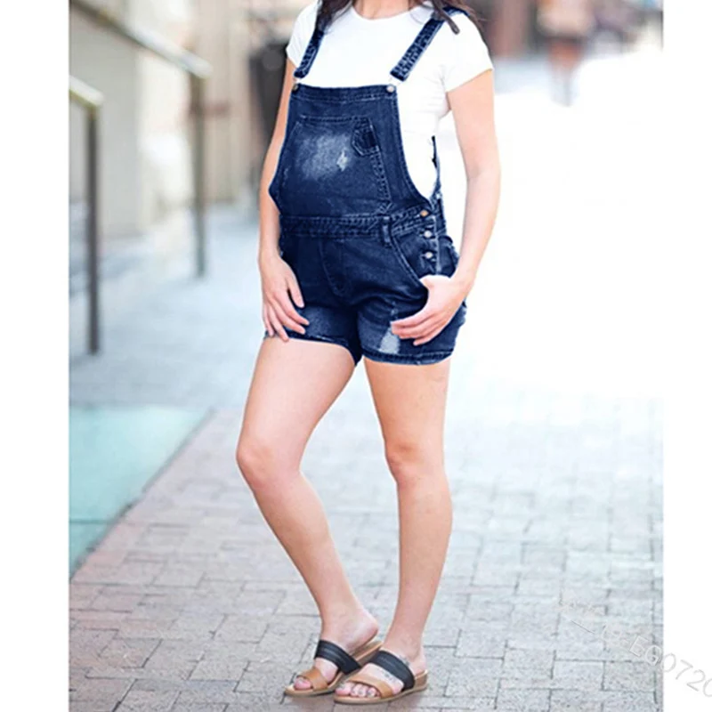 

2021 Summer New Pregnant Pants Suspenders Fashion Thin Loose Shorts Denim sling Jumpsuit Plus Size Maternity Jeans P0213