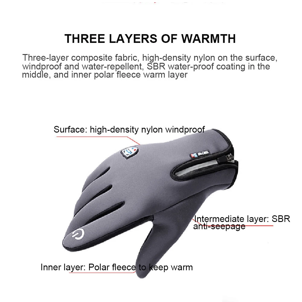 

2pcs Winter Fishing Gloves Nylon Composite SBR Waterproof Windproof Breathable Warm Full Finger Non-slip Carp Outdoor Gloves