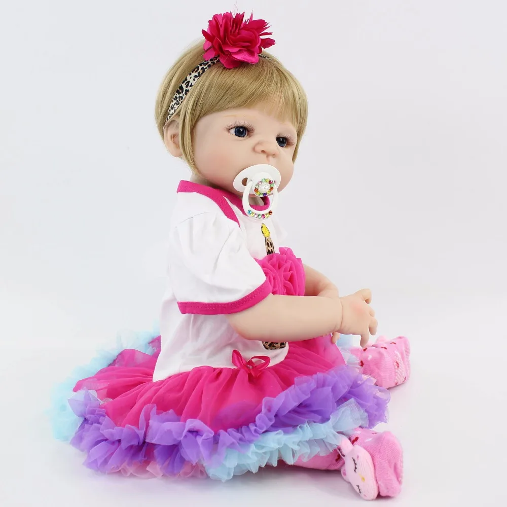 55 см полный силикона Reborn Baby Doll игрушка как настоящие девушка Bonecas виниловые