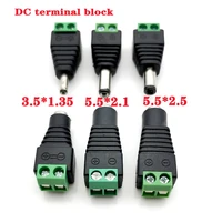 5pcs male and female dc power plug 5 5 x 2 1mm 5 52 5mm 3 51 35mm 12v 24v jack adapter connector plug cctv 5 5x2 1 2 5 1 35