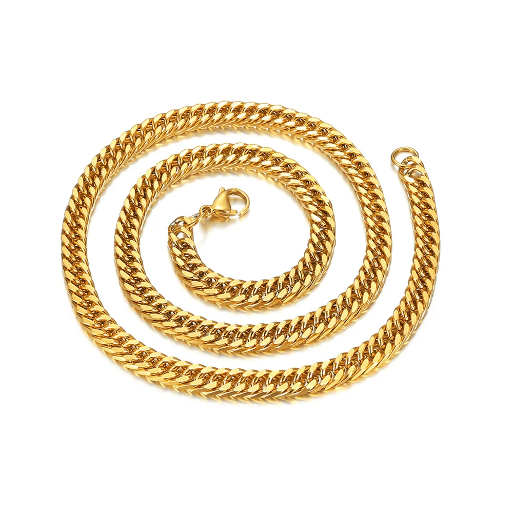 

Fashion New Cuban Chain Necklace Men Stainless Steel Gold Color Long Choker Necklace For Men Women Jewelry Gift Collar Hombres