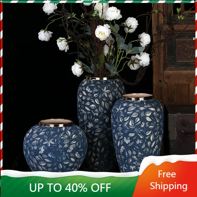 

Chinese Ceramic Table Retro Vase Decoration Home Vintage Porcelain Shabby Chic Vase Floreros Flower Vase Home Decoration AA50HP