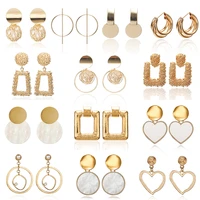 new korean vintage earrings 2020 for women statement gold color metal earrings geometric drop earrings trend fashion jewelry