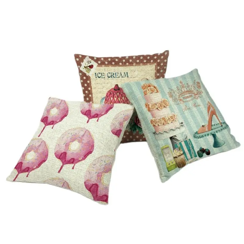 Вкусный Вишневый кекс пончики в середине века наволочка Settee 17X17 тканый льняной
