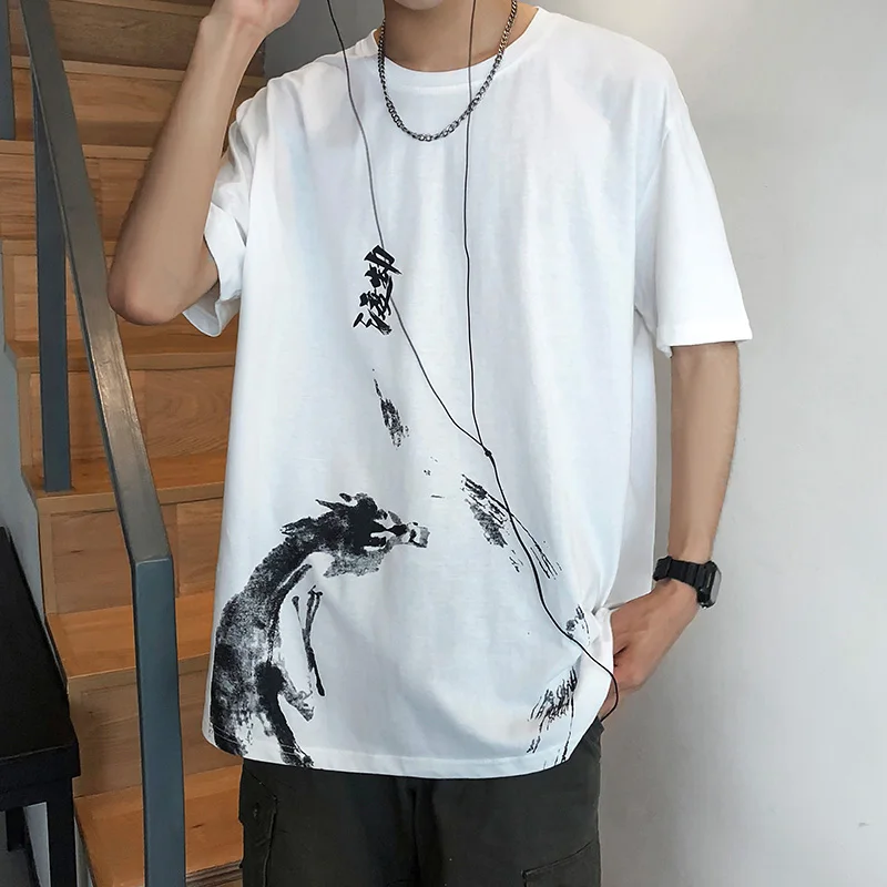 

Funny Anime Print Oversized Men T Shirt Hip-Hop Cotton T-shirt O-neck Summer Japanese Male Causal Tshirts 5XL Fashion Loose Tees