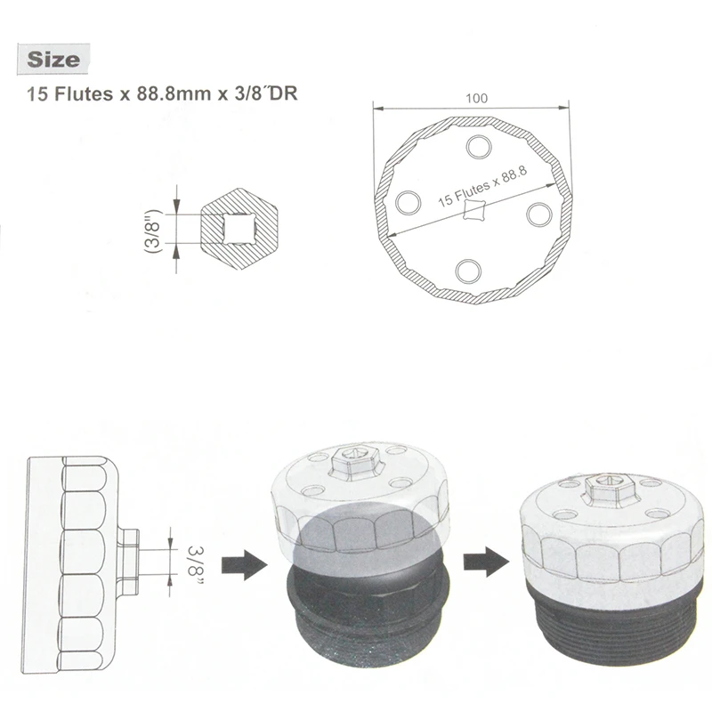3/8 &quotDr 88 8 мм ключ масляного фильтра для RAN-GE RO-VER/La-nd Ro-ver Disc-overy |