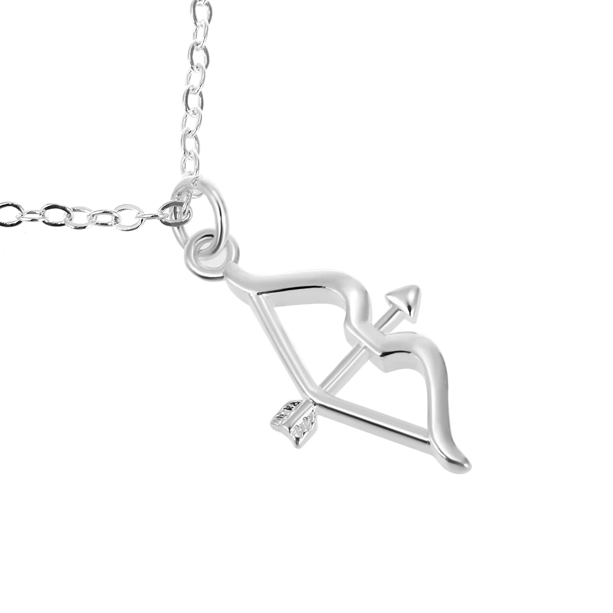 Простой крошечный лук стрела кулон ожерелье с серебряным покрытием короткие для