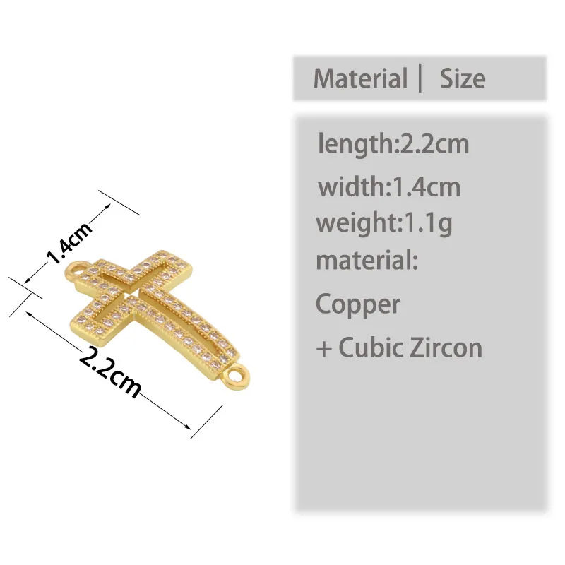 

Classic Fashion Cross Charms Circle Connectors For DIY Bracelets Jewelry Making Gold Rose Gold Copper Metal Insert Zircon Cross