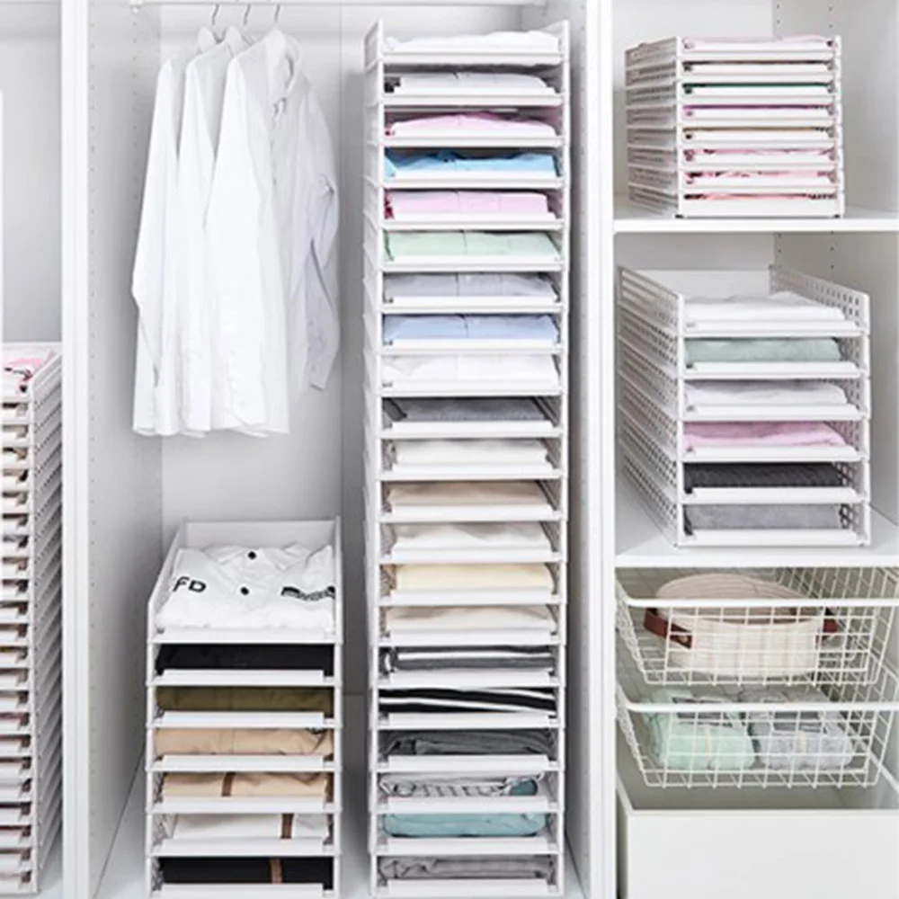 Wardrobe Multi-Layer Clothes Storage Box Drawer Home Plastic Basket Separated Rack Folding | Дом и сад