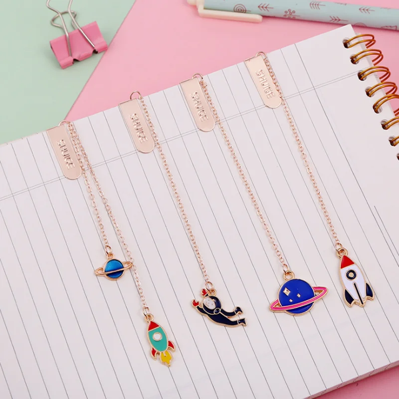 

Kawaii Spaceship Planet Metal Bookmark Cute Accessories Book Mark Page Folder Office School Supplies Stationery