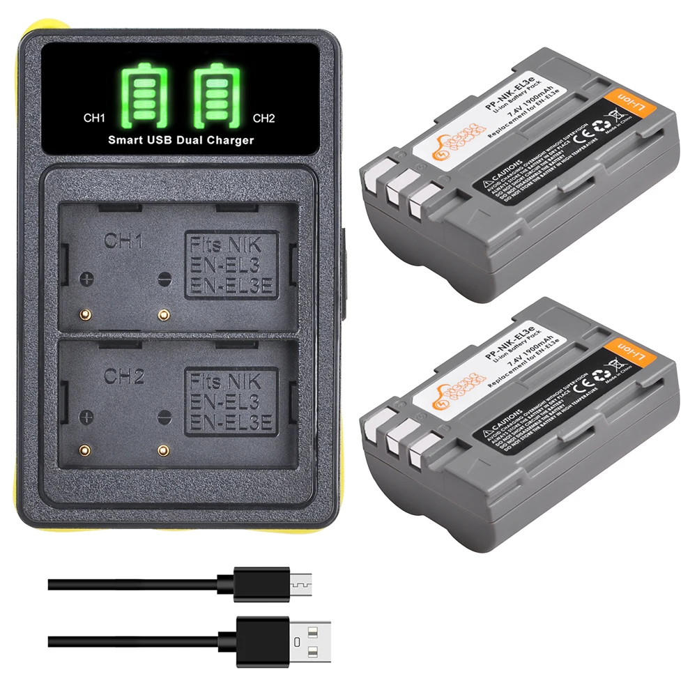 

1900mAh EN-EL3e Battery for Nikon D30 D50 D70 D70S D90 D80 D100 D200 D300 D300S D700 + LED Charger