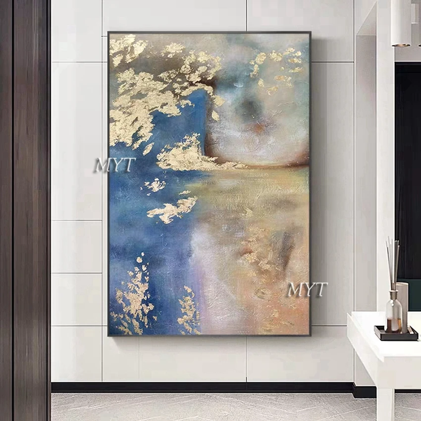 

Abstract Gold Foil Art Hand Painted Gold Design Oil Painting Canvas Wall Art Fine Art Unframed For Home Living Room Decoration