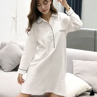 women nightgowns 2021 new arrival spring and autumn cotton female nightdress long sleeve sleepwear white korean style q20